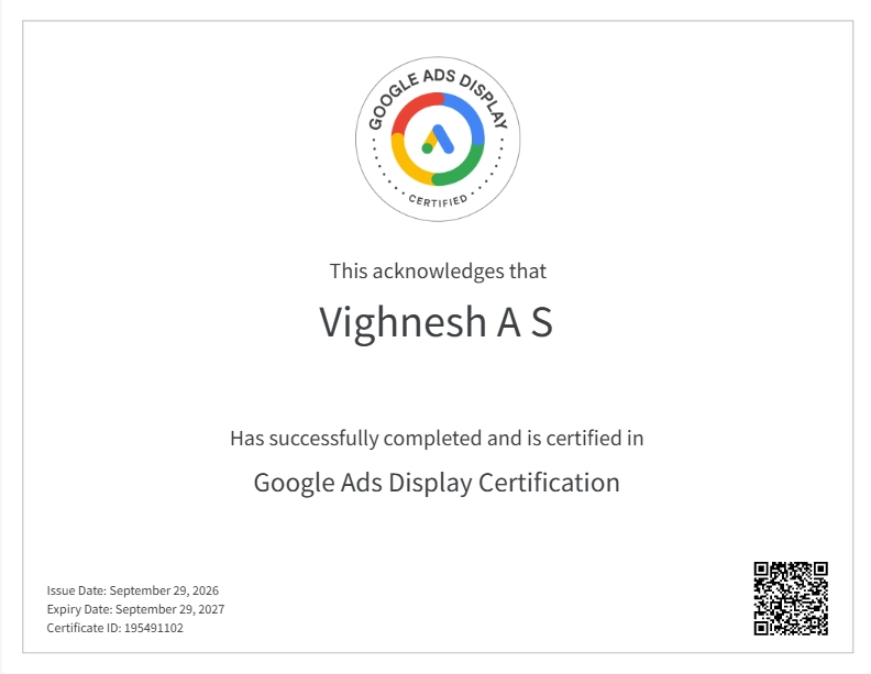 Google ads display certificate